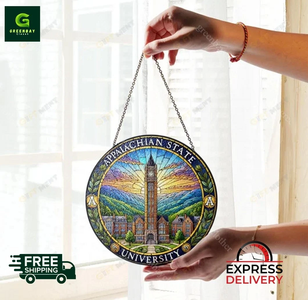 Appalachian State University Suncatcher Stained Glass Window Hanging Decor