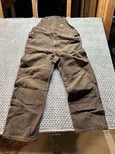 Carhartt R06 DKB Brown Duck Bib Overalls Mens 40x32 Workwear