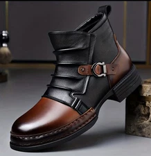 New Retro British Mens Chelsea Boots Ankle Boots Pull On Zip Size 11.5