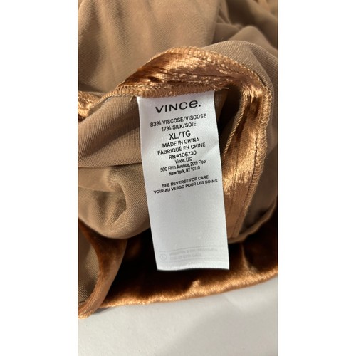 Vestido midi Vince Panné de terciopelo sin mangas envolvente dorado rosa para mujer talla XL nuevo seda - Imagen 12 de 12