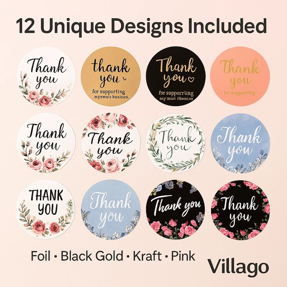 Pegatinas de agradecimiento a granel - 25 rollos 12.500 piezas, regalos de boda y sellos de sobre Foto 3 de 4