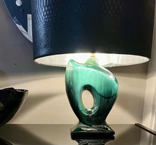 Vintage Mid Century Royal Haeger Blue Green Drip Ceramic Lamp
