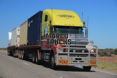 LKW Foto Freightliner Container-Sattelauflieger Australien gelb LINFOX #g7yx
