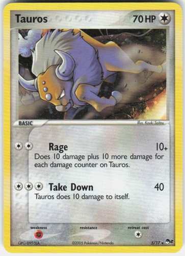 Tauros 5/17 R POP Series 2 Pokemon Holo Moderately Played