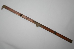 Vintage Antique No. 32 1/2 Stanley Boxwood and Brass Folding Ruler, Caliper 12"
