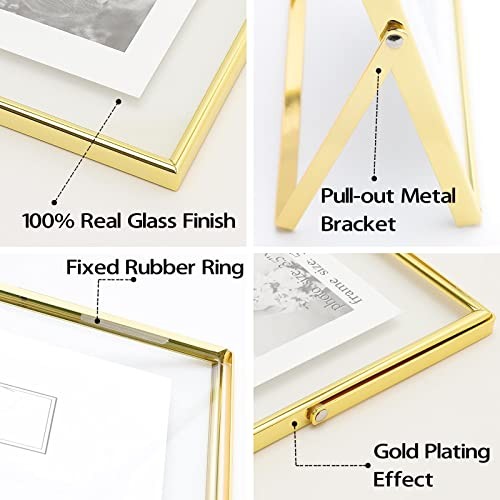 Gold Floating Frame (Vertical,2 Set),8x10 Picture Frame for 8x10 inch gold - Picture 3 of 7