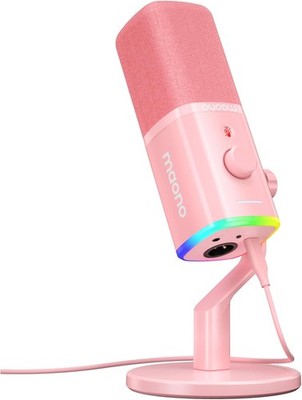 MAONO XLR/USB Mikrofon Streaming Dynamisches Mikrofon mit Software (PD100X Rosa)