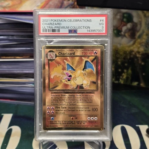 2021 Pokemon Celebrations Ultra Premium Collection Charizard Metal Gold #4 PSA 3