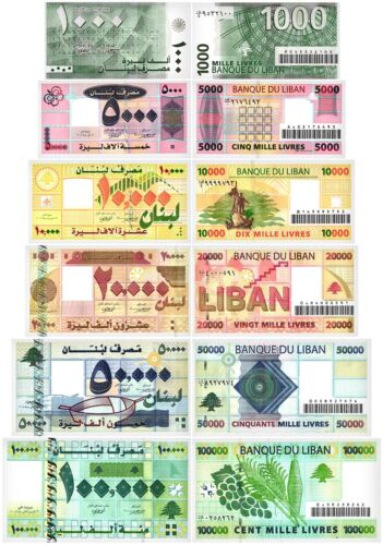 Lebanon 1000-100000 livres lot de 6 pièces, 2004-2008, P-84-89, UNC - Photo 1/7