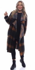 Kit & Kaboodal Made In Italy *phoebe Checked Wool Coat* Pink Brown One Size New