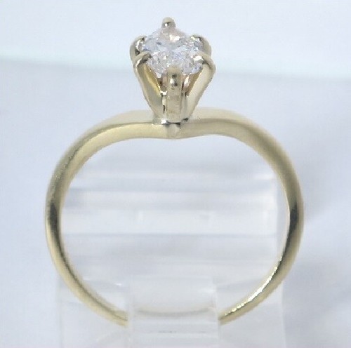 14k Yellow Gold Marquise Diamond Solitaire Wedding Engagement Ring .65ct - Picture 3 of 3