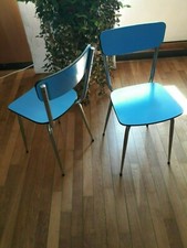 Paire de chaises en formica Bleue vintage
