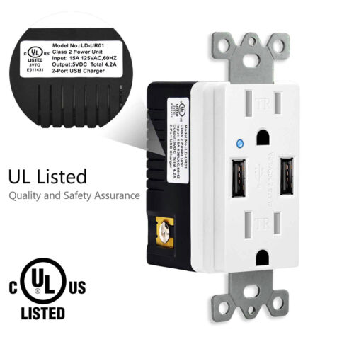 10 Pack 4.2A USB Charger Wall Outlet Duplex Tamper Resistant Receptacle w/Plates - Picture 10 of 12