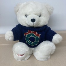 1997 Snowflake Teddy Bear Sweater White Plush Christmas Stuffed Animal AR6