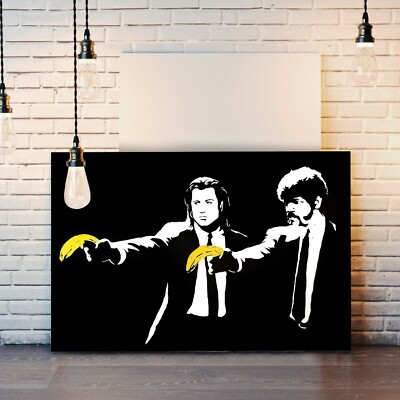BANKSY STYLE PULP FICTION CANVAS STREET ART PRINT ARTWORK | eBay