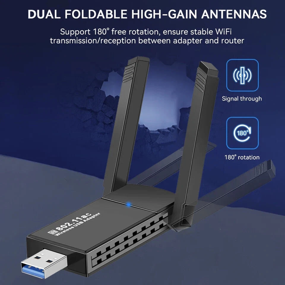 USB 3.0 Wireless WIFI Adapter 1300Mbps Long Range Dongle Dual Band Network lot - Image 3 of 4