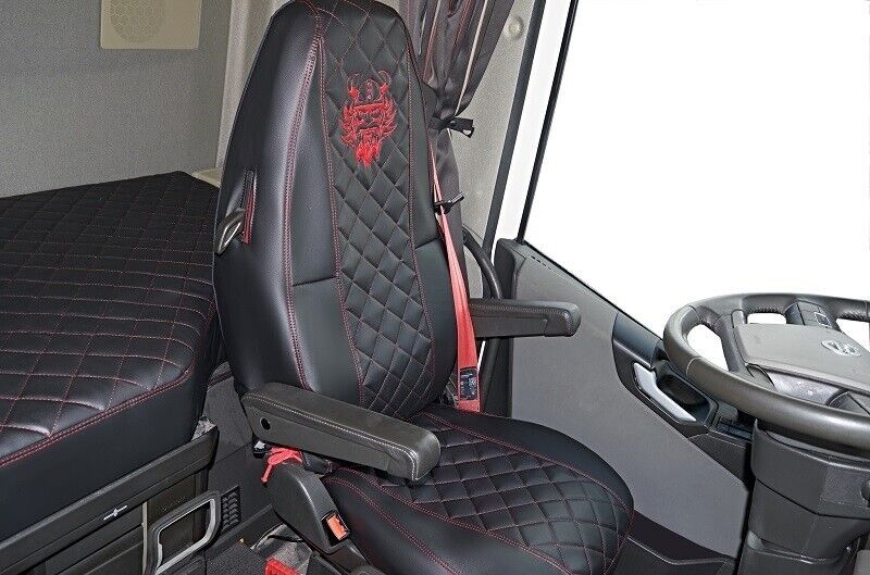 Camion Noir Housses Avec Rouge Coutures Décoratives pour Volvo Fh 4, FH5 2013+
