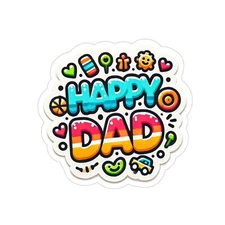 Happy Dad Sticker - Colorful Vinyl Decal for Proud Fathers - Fun Gift Idea
