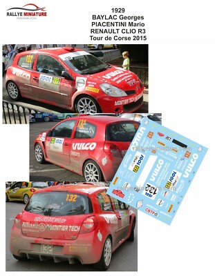 Décalcomanies 1/18 Renault Clio Tour De Corse 2015 - Réf. 2043 - Rallye - Neuf