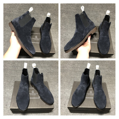 Men's Chelsea Ankle Boots Real Suede Leather Shoes Western