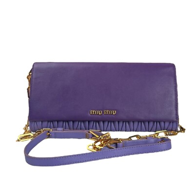 Miu Miu Purple Matelasse Leather Flap Crossbody UK