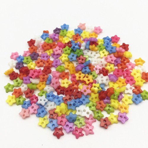 Lot De 50 Boutons étoile 6mm - 2 Trous - Assortiment De Couleurs - Pour Scrapbooking Et Déco