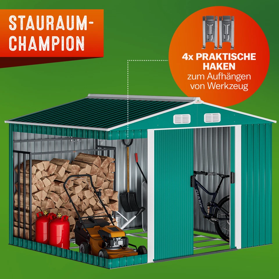 XXL Gerätehaus Geräteschuppen 5m² Metall Gartenhaus Schiebetür 9m³ Gardebruk - Bild 2 von 4