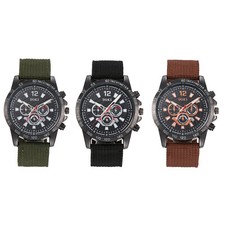 Mens Tactical Army Luminous Watch Nylon Band Calendar Quartz Analog Wrist Watch