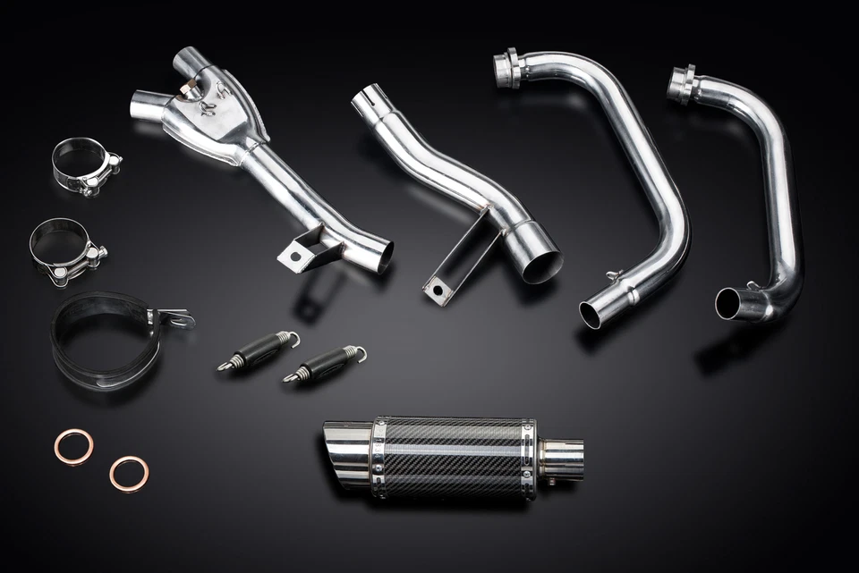 Silenciador de carbono redondo 2-1 8" escape completo Suzuki GW250 Inazuma 2013-2017 Foto 3 de 4