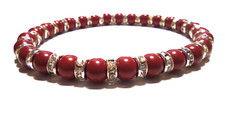 Bracciale pasta di Corallo rosso della Sardegna tondo mm06 braccialetto strass
