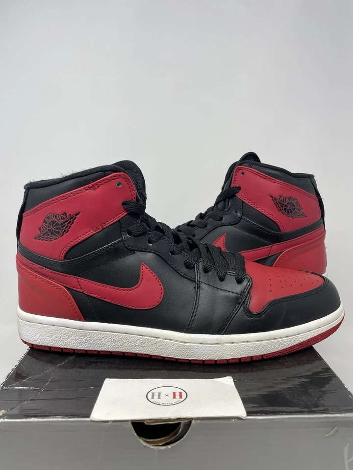 Air Jordan 1 Correa Alta Bred 2008 Talla 9 342132-061 Auténtico Raro Usado Aj1 Rojo  Foto 2 de 4