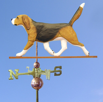 Beagle Handgeschnitzt Handbemalt Linde Hund Wetterfahne Tri