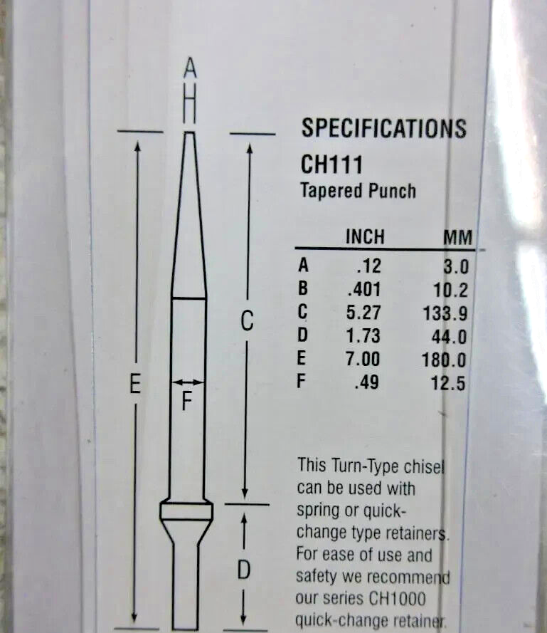 Grey Pneumatic CH111 Pneumatic Tapered Punch, 7