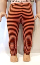 BLACK & ORANGE "Halloween" Knit DOLL LEGGINGS fit 18" American Girl DOLL CLOTHES