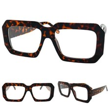 Oversized Classic Retro Style Clear Lens EYE GLASSES Large Thick Tortoise Frame