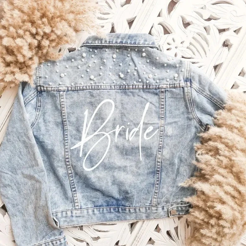 Bride to Be Beaded Denim Jean Jacket Hen Do Wedding Bridesmaid