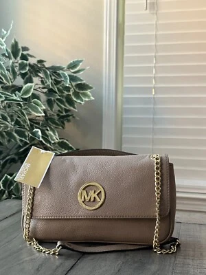 Michael Kors Womens Fulton DK Dune NS Shoulder Flap Leather Handbag 38S3YFTF1L - Photo 1/4