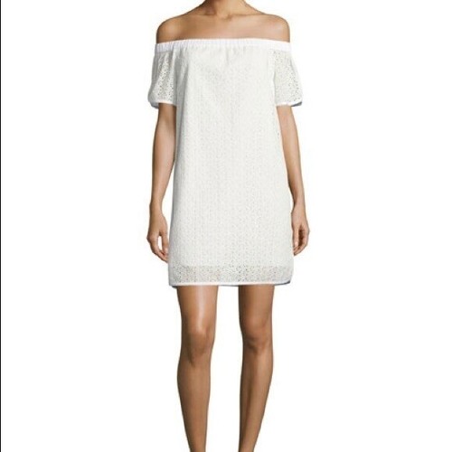 RAG & BONE Off-the-Shoulder Dress Womens XS Flavia Eyelet White Preppy Beach