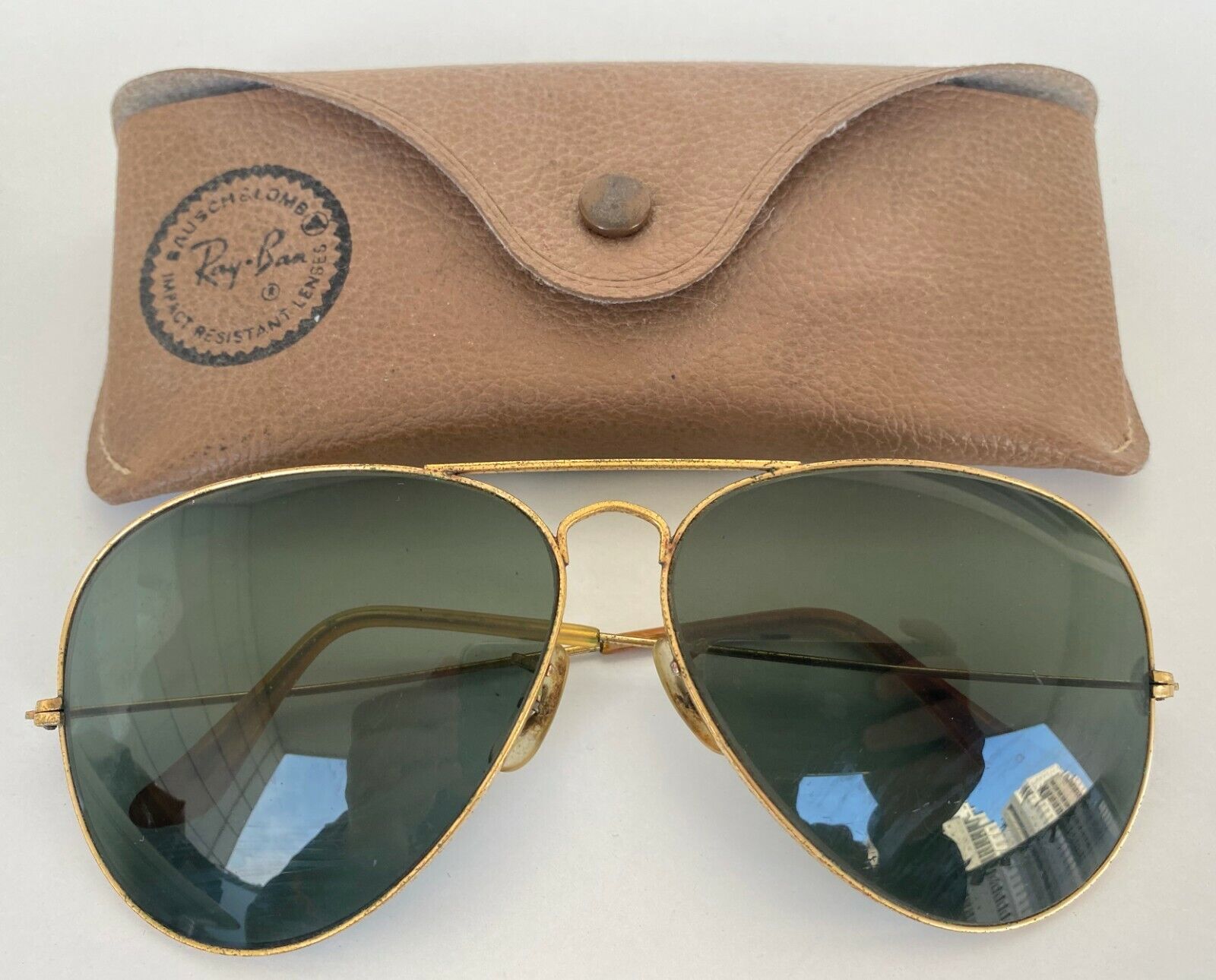 VINTAGE B&L RAY BAN USA 62 14 AVIATOR SUNGLASSES FRAME & CASE