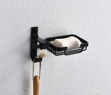 Black Bathroom Dish Plate Case Home Shower Basket Container Soap Box Aluminum