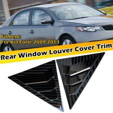 For Kia Forte 2009-2013 Carbon Fiber Look Rear Window Louver Shutter Cover Trims For Kia Forte 2009-2013 Carbon Fiber Look Rear Window Louver Shutter Cover Trims