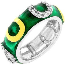 Green Enamel Horseshoe Ring Cubic Zirconia 1 ct.