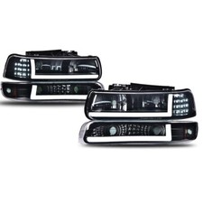 Led Drl Headlightsbumper Lamps Black Fit For 99-02 Chevy Silverado 00-06 Tahoe