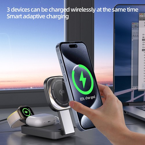 3-in-1 Wireless Ladegerät Ladestation für Apple Watch Air Pods iPhone 16 15 14 - Bild 7 von 14
