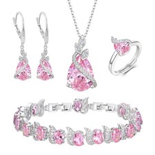 BriLove Jewelry Set for Bride, Sparkling Water Drop Cubic Zirconia Crystal Pe...
