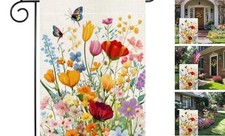 Spring Floral Garden Flag Colorful Flower Wildflowers Welcome Yard Outdoor