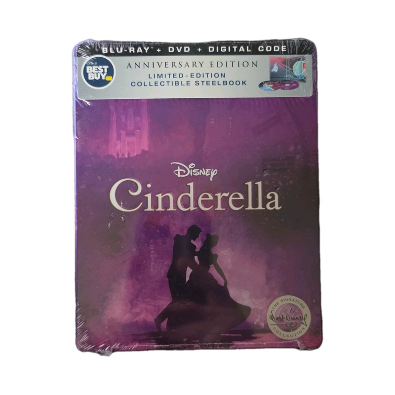 Disney Cinderella Anniversary Steelbook Blu-ray DVD Digital Code G