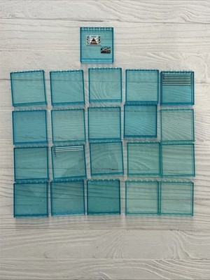 LEGO LOT 21 PCS TRANS BLUE 1X6 WALL PANEL VARIETY BUILDING PIECES