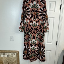 Farm Rio Womens Ainika Flowers Long Sleeve Maxi Dress Small Pink 