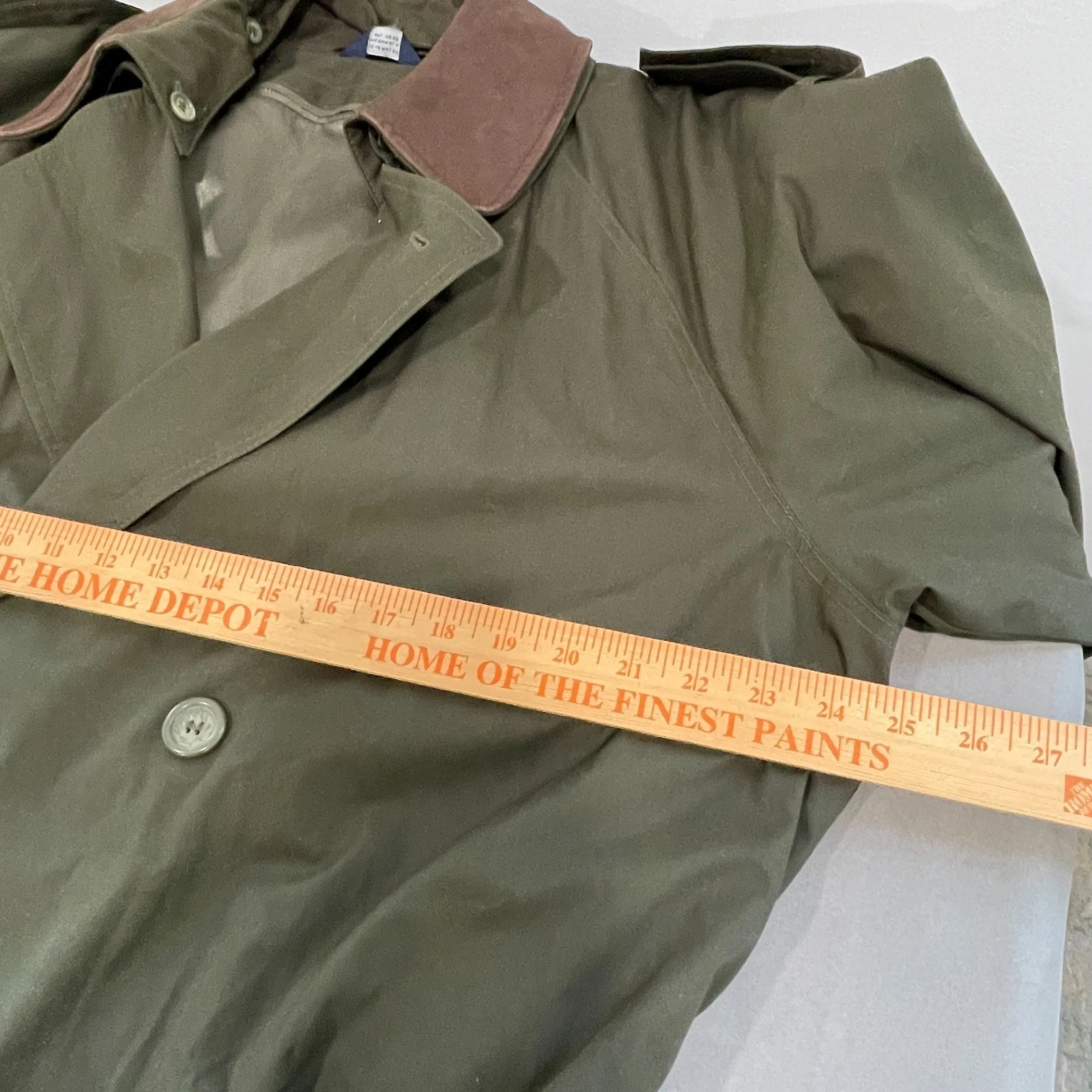 Stafford Trench Coat Mens 42L Olive Green Belted Double Breasted Removable Liner image 5